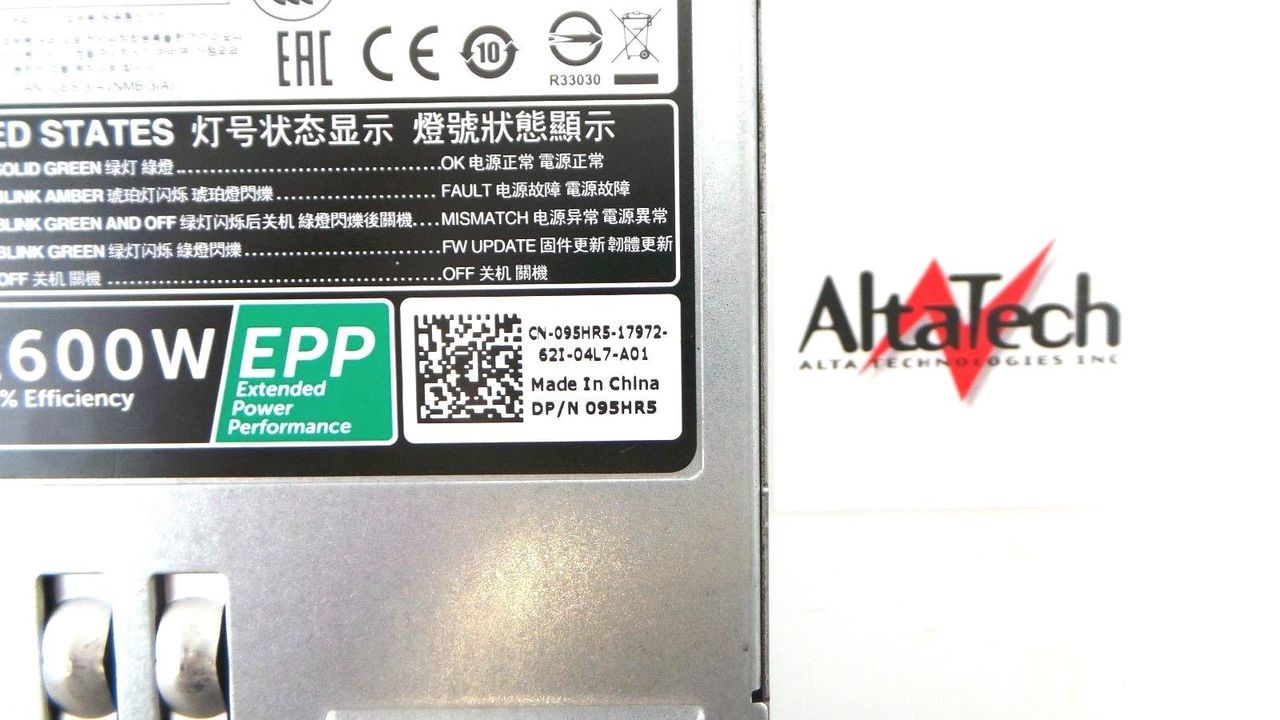 Dell 450-AFMQ 1600W Delta Power Supply - PowerEdge FX2 / T630 Servers, Used