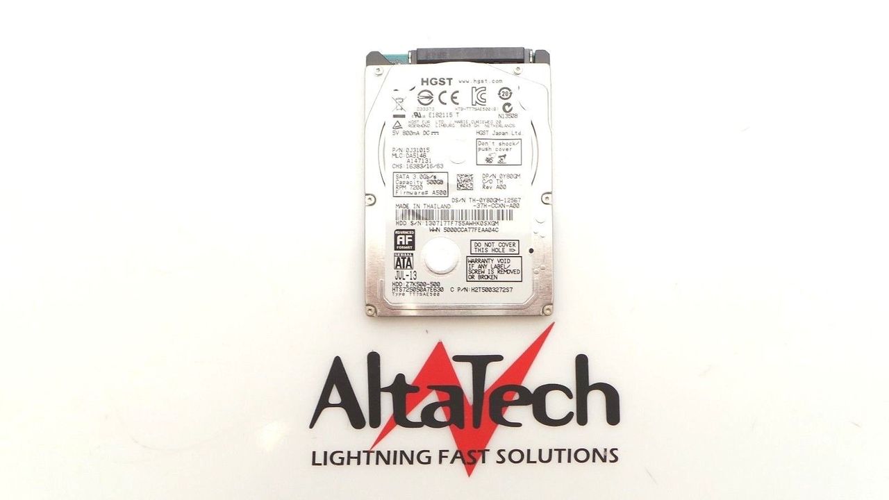 Hitachi Y80GM 500GB 7.2K SATA 2.5" Hard Drive, Used