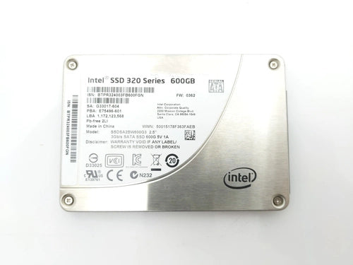 Intel SSDSA2BW600G3D 600GB 3G SATA SFF Solid State Drive SSDSA2BW600G3D, 2.5" MLC SSD, Used