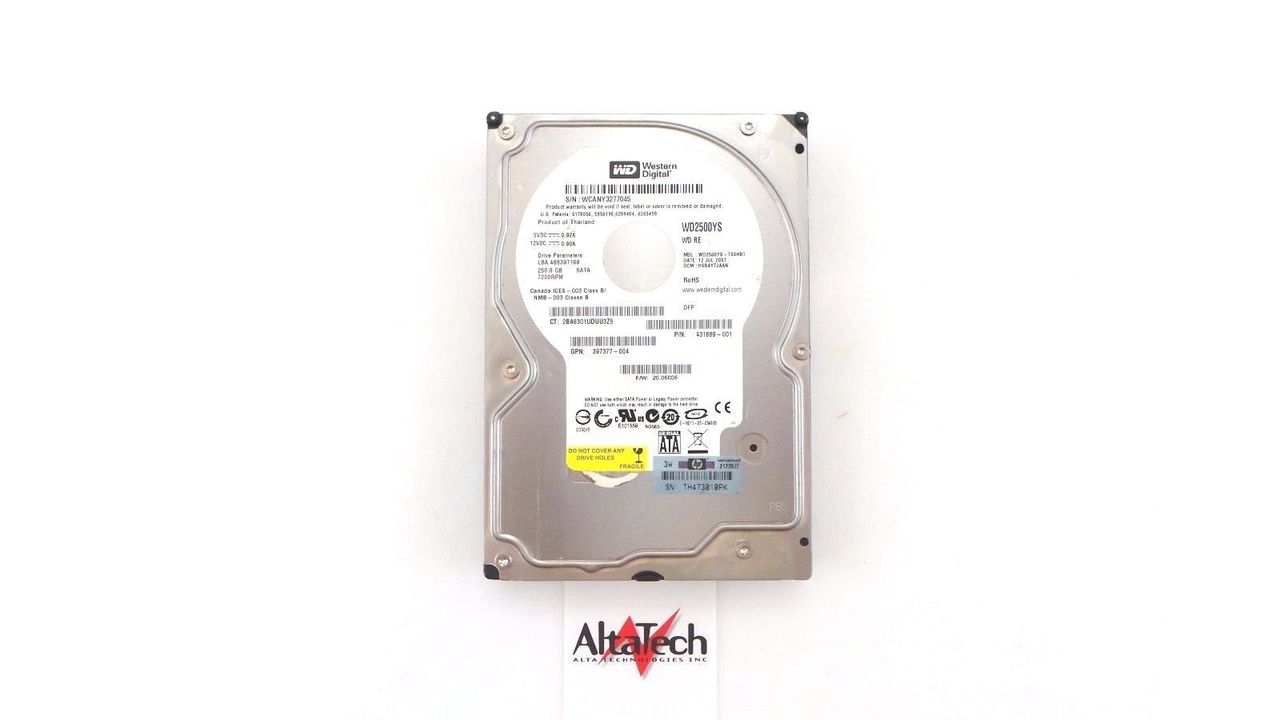 Western Digital WD2500YS-70SHB1 250GB 7.2K SATA 3.5" Hard Drive, Used