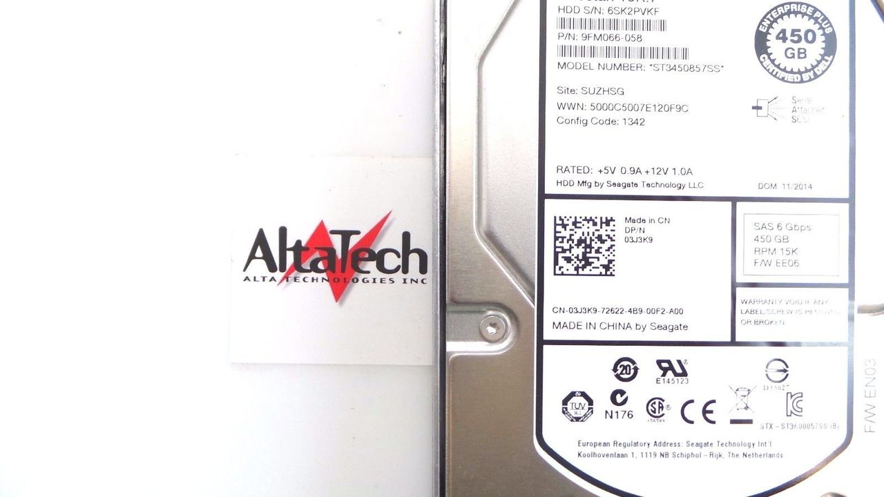Dell 3J3K9 450GB 15K SAS 3.5" 6G, Used