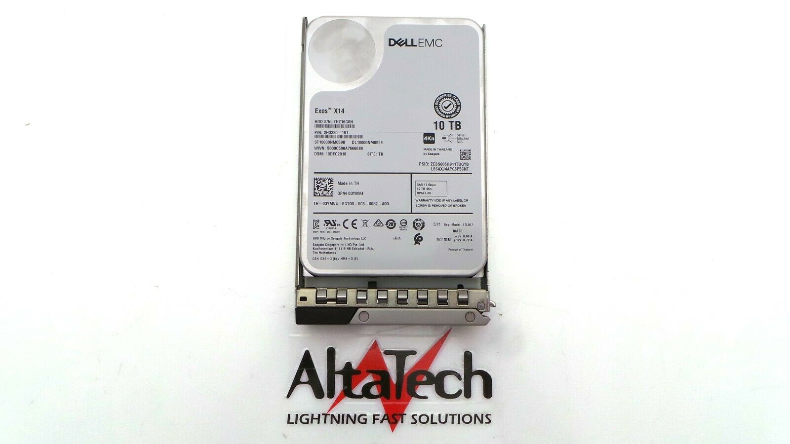 Dell 03YMV4 10TB 7.2K SAS 3.5" 12G 4Kn, Used
