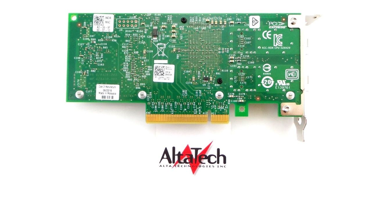 Dell 540-11141 Intel X520-DA2 Dual Port 10GbE Network Interface Card, Used