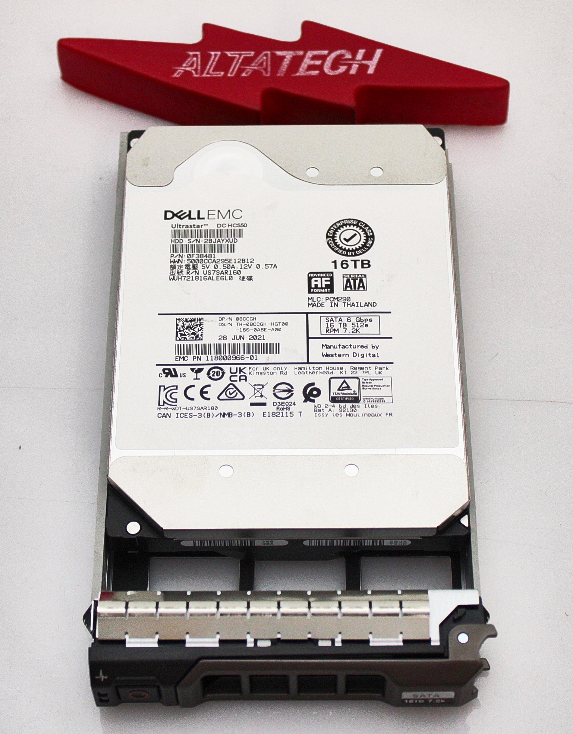 Dell 8CCGH 16TB 7.2K SATA 3.5 6G WUH721816AL6L0 / 0F38481, Used