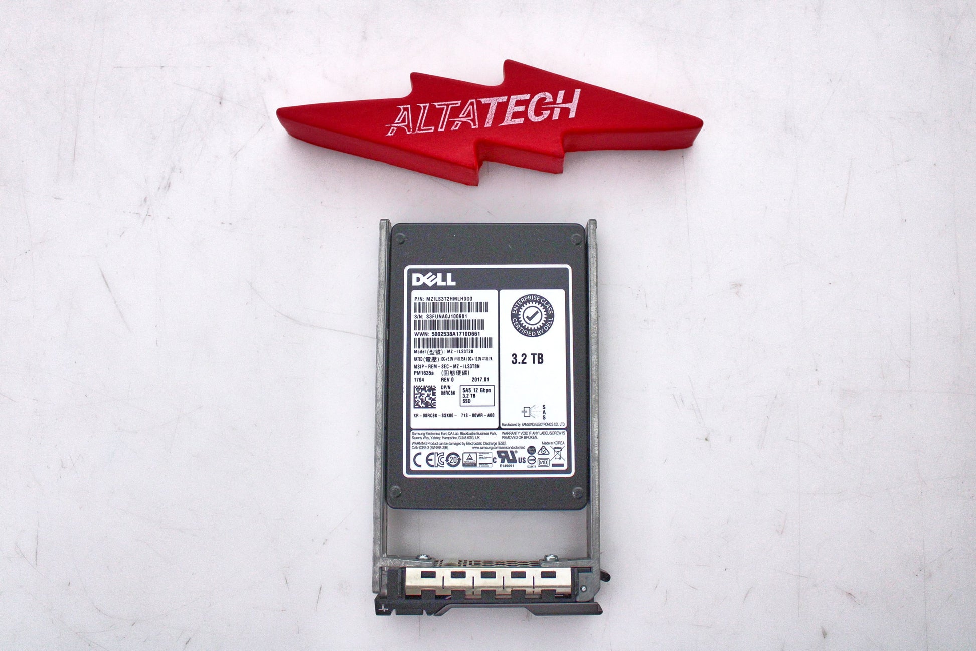 Dell 8RC8K 3.2TB SSD SAS 2.5 12G MU MZILS3T2HMLH0D3 / MZ-ILS3T2B, Used