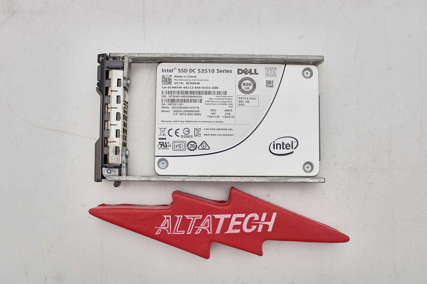 Dell CM65W 800GB SSD SATA MLC 6G INTEL S3510 SSDSC2BB800G6R, Used