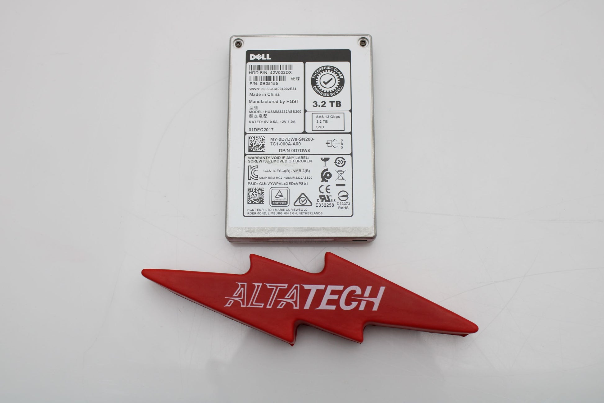 Dell 0D7DW8 3.2TB SSD SAS 2.5 12g mu ss300, Used