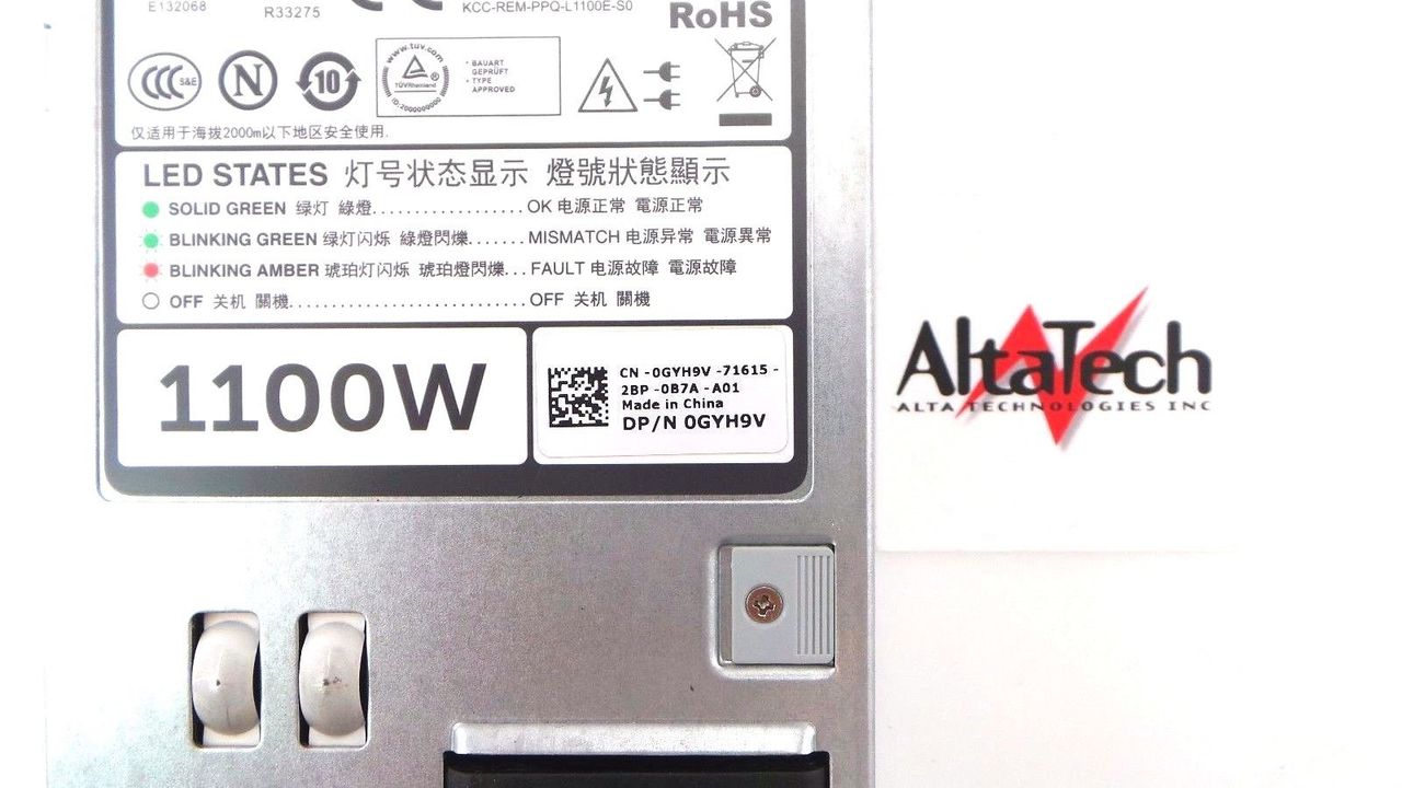 Dell 0GYH9V PowerEdge R720 Liteon 1100W Power Supply, Used