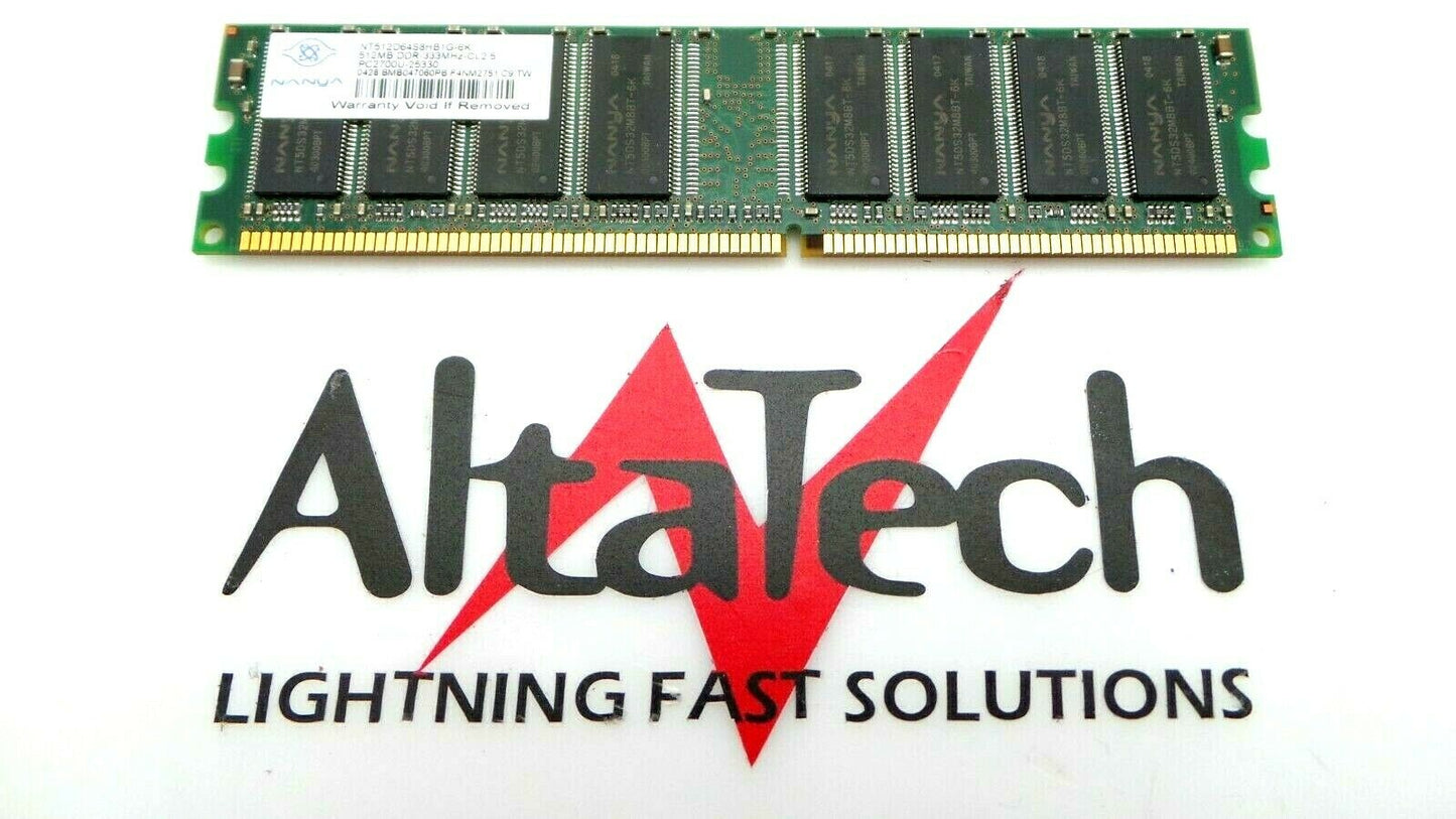 Dell 0K4231 Dell K4231 512MB PC2700U DDR-333 64X64 N-ECC RAM Memory Nanya NT512D64S8HB1G-6K, Used