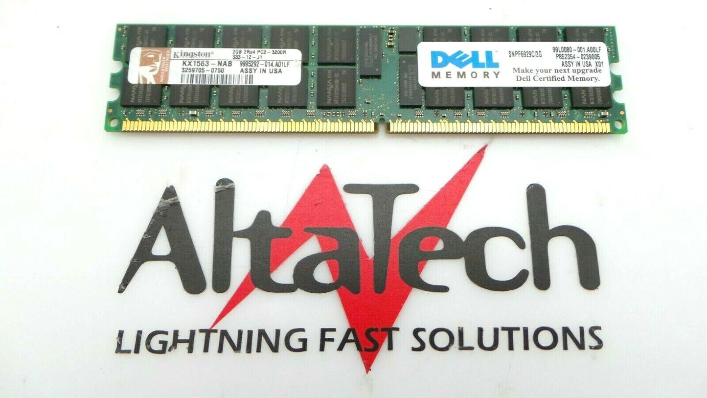 Dell SNPF6929C/2G Dell SNPF6929C/2G Kingston 2GB PC2-3200 DDR-400 ECC 2Rx4 ECC Memory, Used