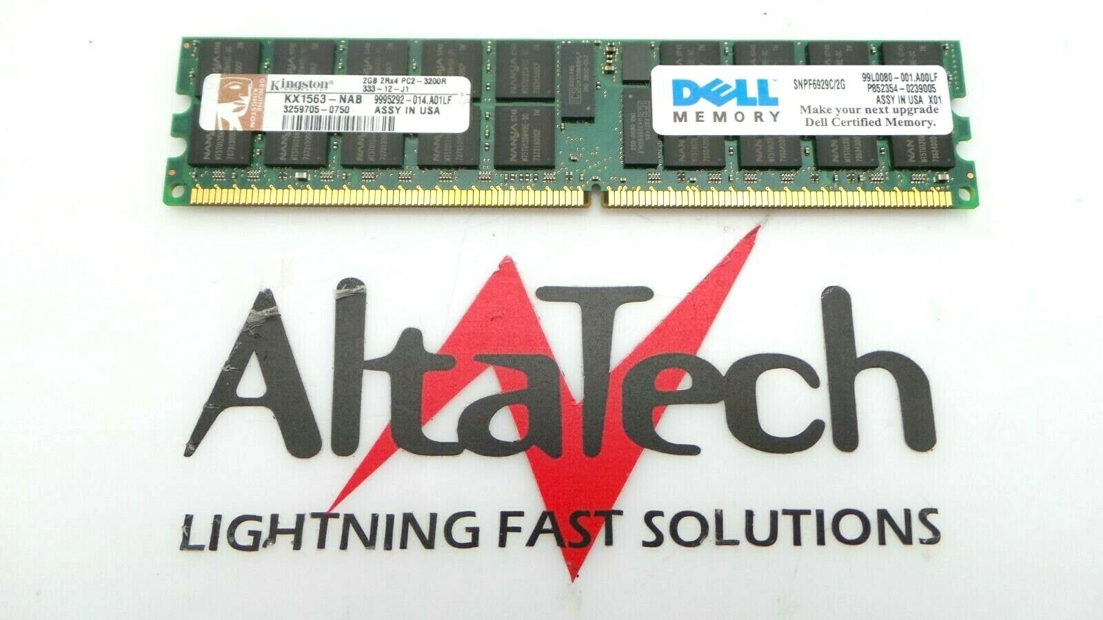 Dell SNPF6929C/2G Dell SNPF6929C/2G Kingston 2GB PC2-3200 DDR-400 ECC 2Rx4 ECC Memory, Used