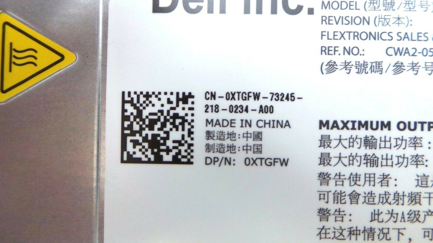 Dell 0XTGFW PowerEdge R610 502W Power Supply, Used