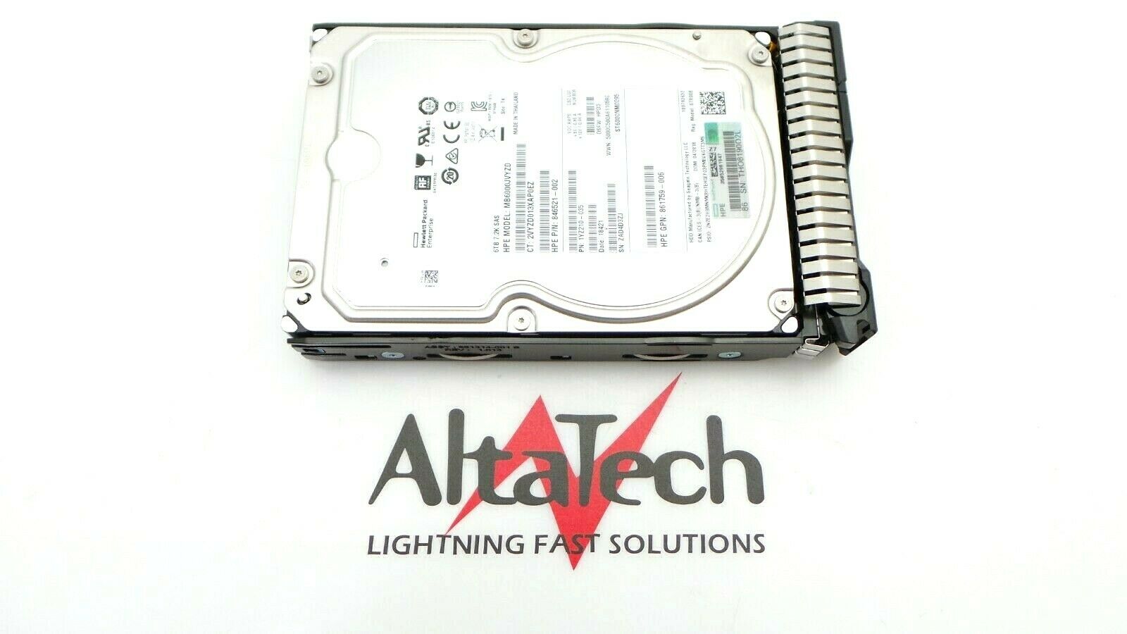 HP 862754-B21 6TB 12G 7.2K RPM LFF SC 512E 2.5" SAS Hard Disk Drive, Used