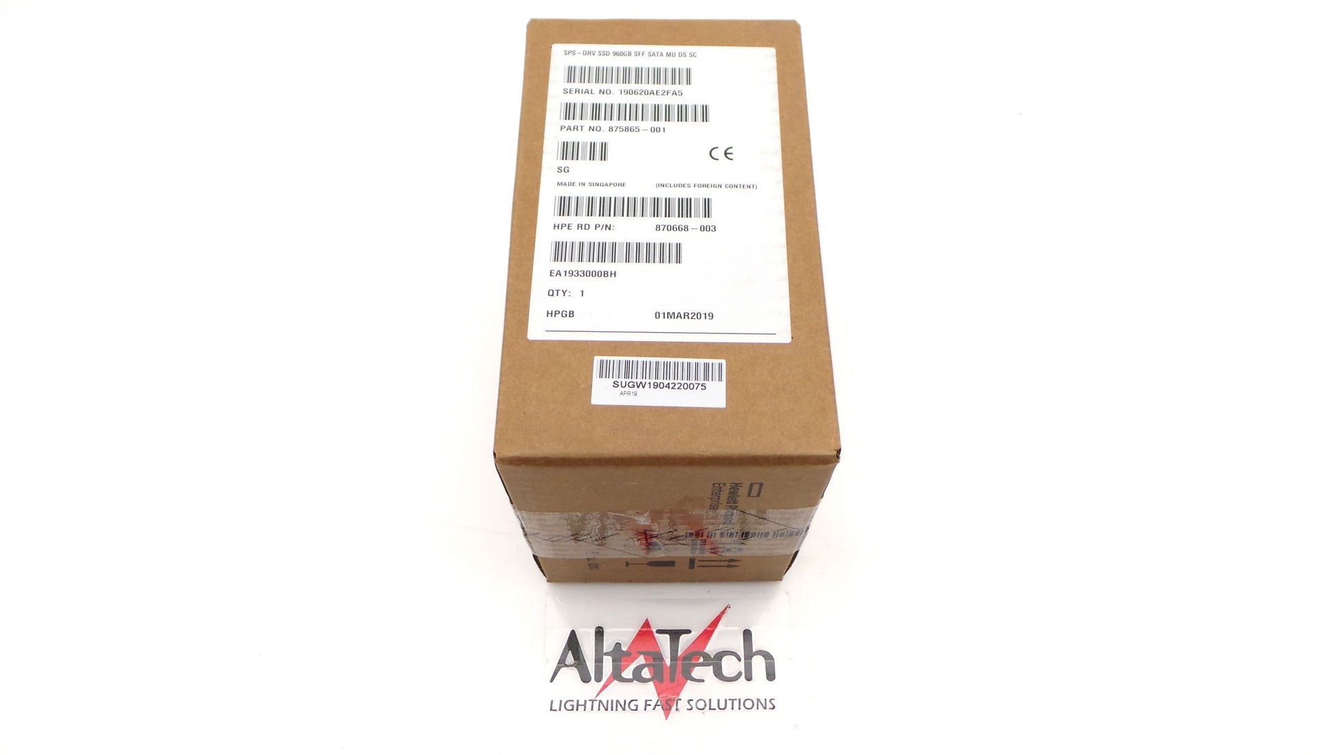 HP 875865-001_NOB 960GB SATA Solid State Drive 6GB/s MU SFF DS SC, New Open Box