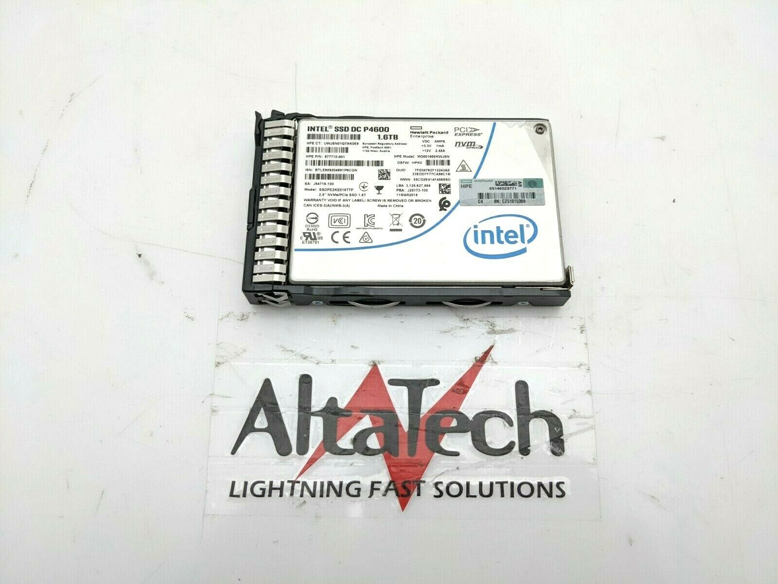 HP 877994-B21 1.6TB NVMe x4 2.5" SSD Solid State Drive, Used