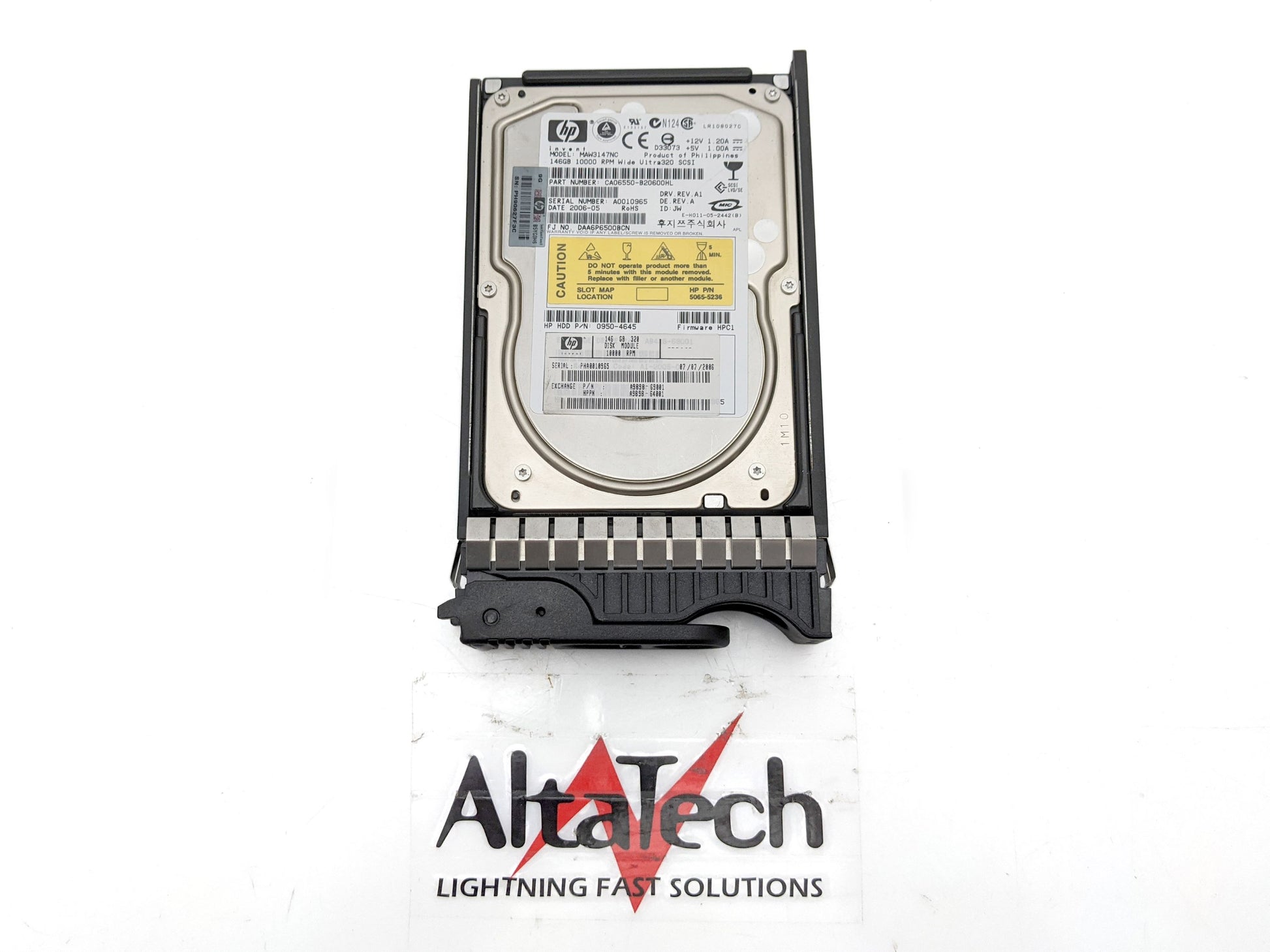 HP A9898A 146GB Hot Plug 3.5" 10k Ultra320 Hard Disk Drive, Used