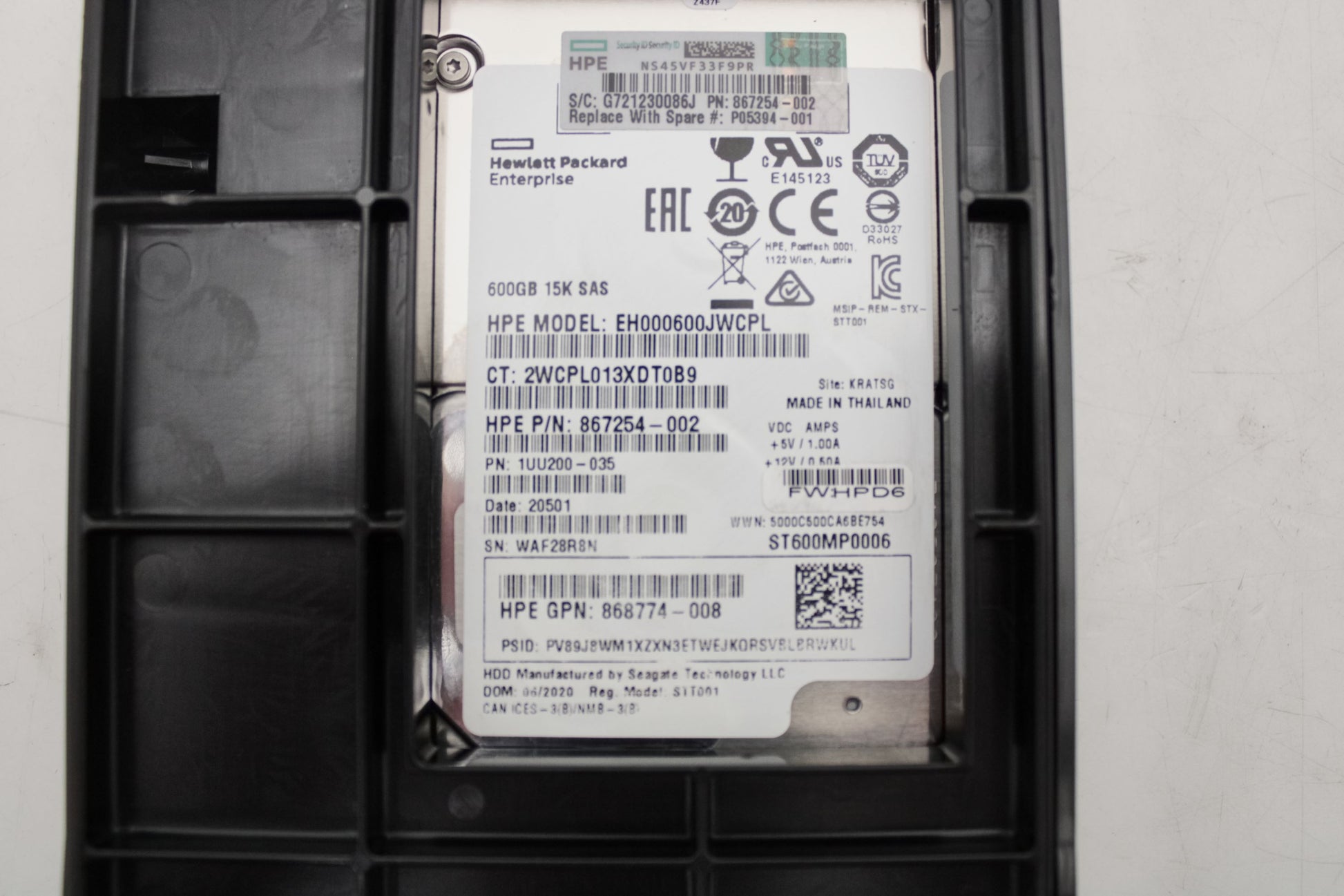 HP P05394-001 600GB 12G 15K LFF SCC DS SAS HDD, Used