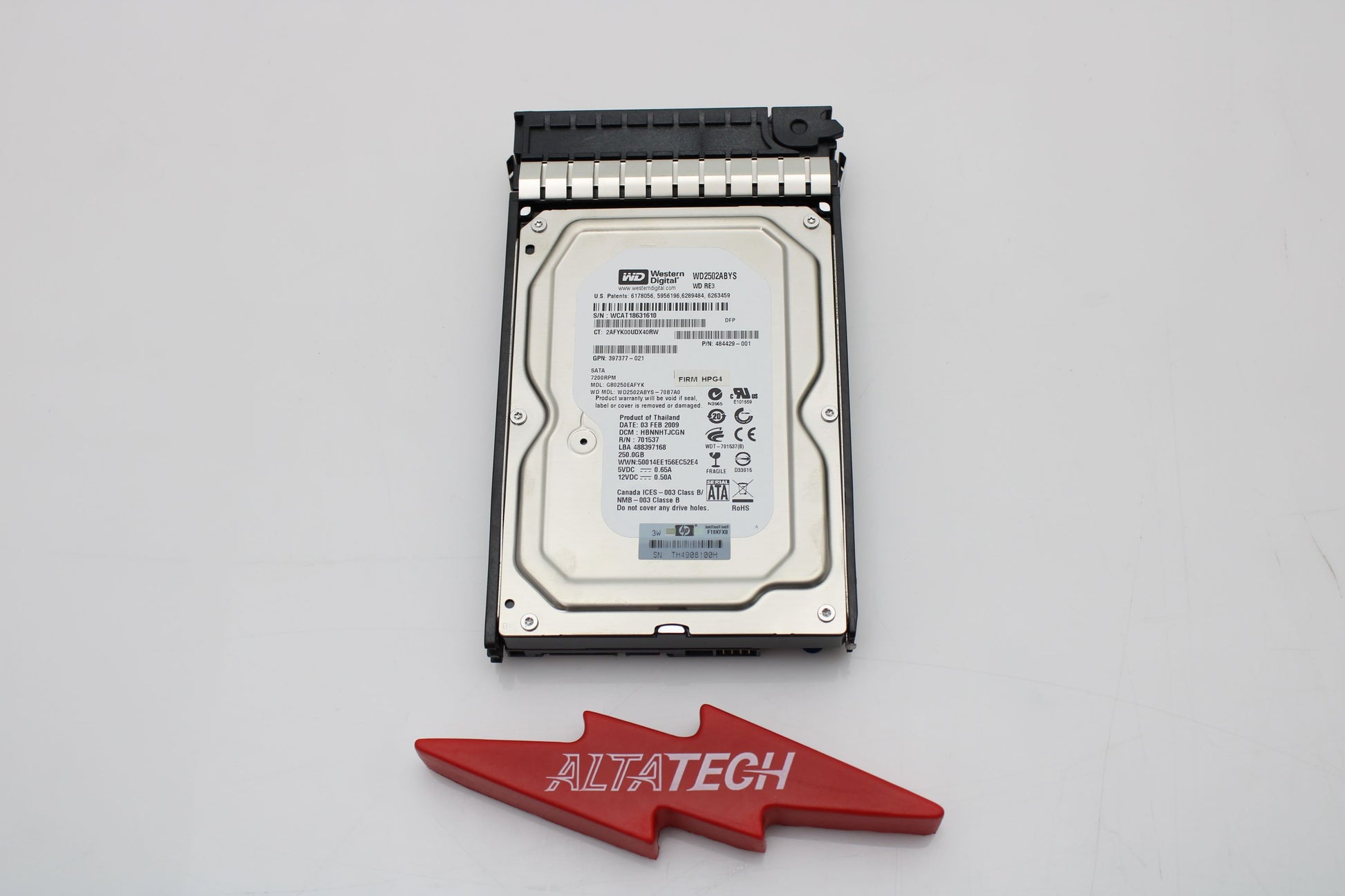 HPE 484429-001 250GB 3G 7.2K lff SATA mdl HDD, Used