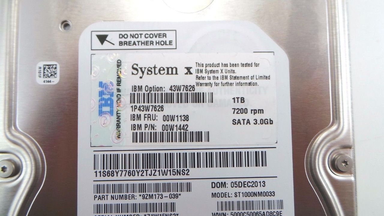 IBM 43W7626 System X 1TB 7.2K SATA 3.5" Hard Drive, Used