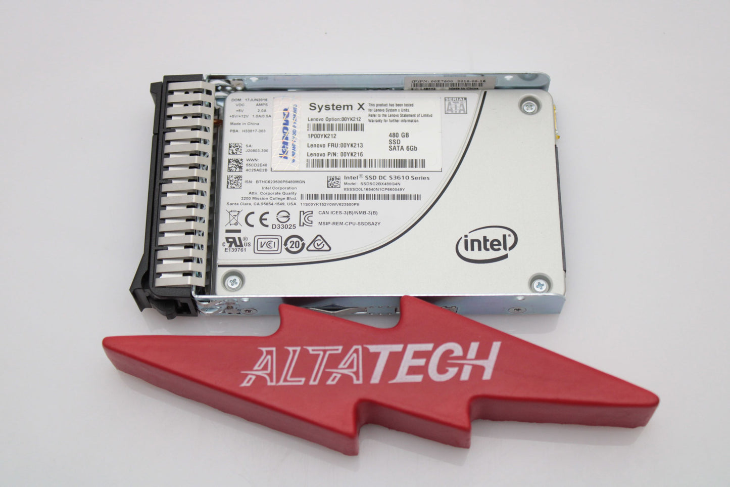 Lenovo 00YK213 480 GB 2.5" SATA G3HS Solid State Drive, Used