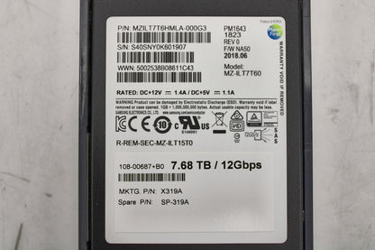 NetApp X319A 7.6TB 12G 2.5" SSD FOR DS224C, Used