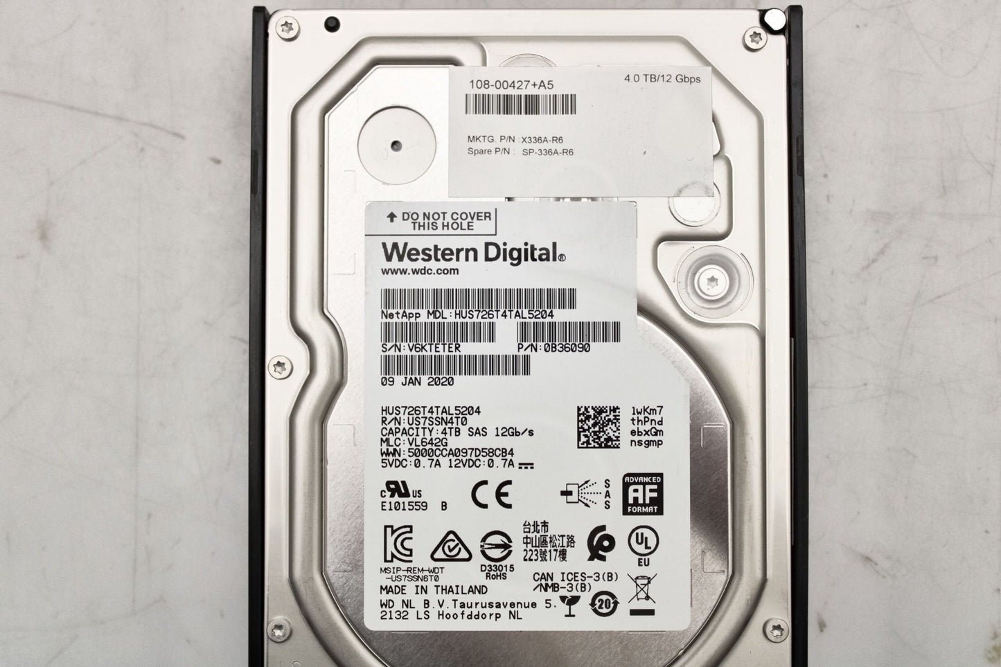 NetApp X336A-R6 4TB 7.2K 12G 3.5" HDD, Used
