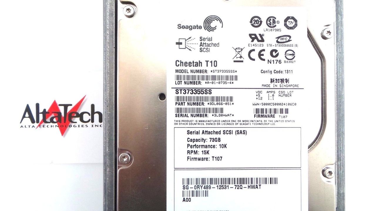 Seagate RY489 73GB 15K SAS 3.5" Hard Drive, Used