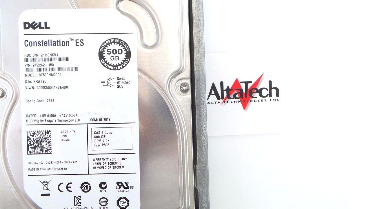 Seagate ST500NM0001 Seagate ST500NM000 500GB 7.2K SAS 3.5" 6G HDD Dell 9YZ262-150 Hard Disc Drive, Used