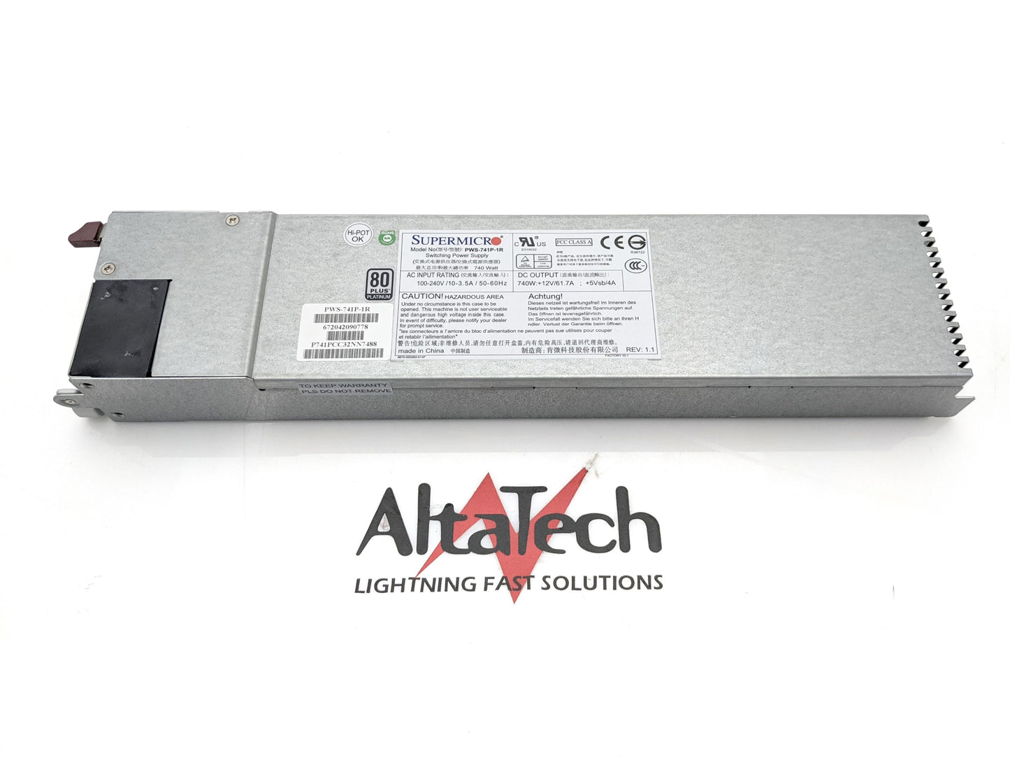 SuperMicro PWS-741P-1R 740W Hot-Swap 80+ Platinum Power Supply, Used