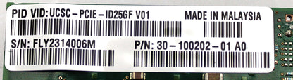 UCS UCSC-PCIE-ID25GF XXV710-DA2 10DUAL PORT 25G PCIE NIC, Used